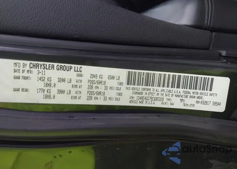 2011 Dodge Durango Crew z USA, uszkodzony, nr VIN 1D4RE4GG7BC685329